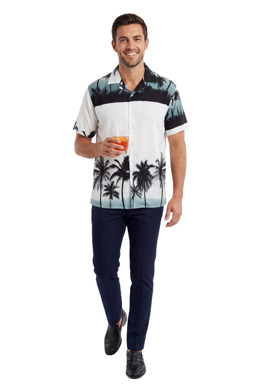 Palm Tree Print Hawaiian Shirt