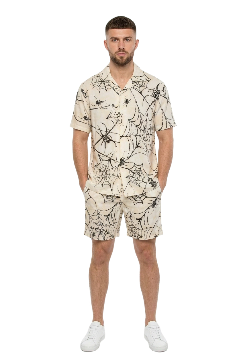 Spider Web Print Shirt & Shorts Set