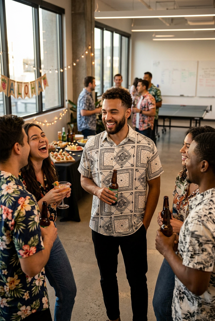 Men's Geometric Print Hawaiian Shirt