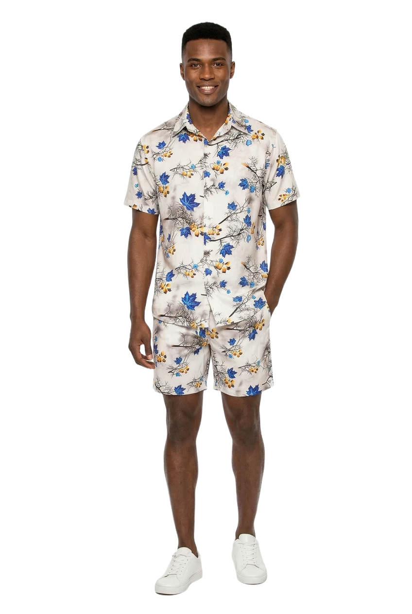 Men's Floral Print  Hawaiian Summer Set