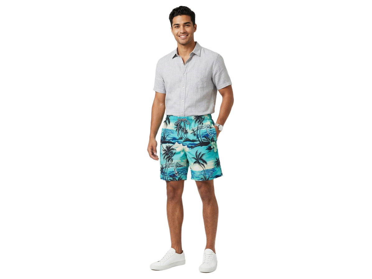 Men's Tropical Beach Shirt and Shorts Set