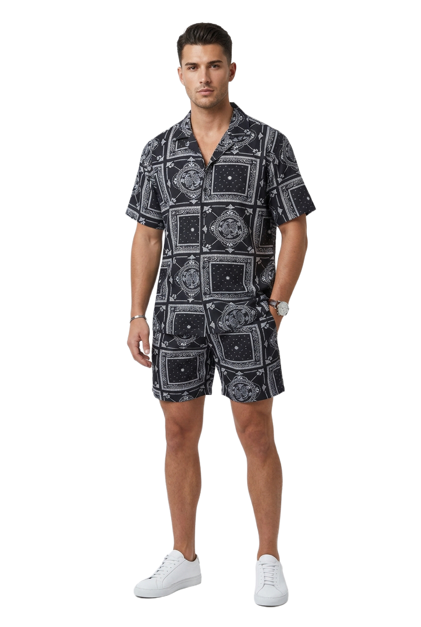 Men's Paisley Print Hawaiian Shirt & Shorts