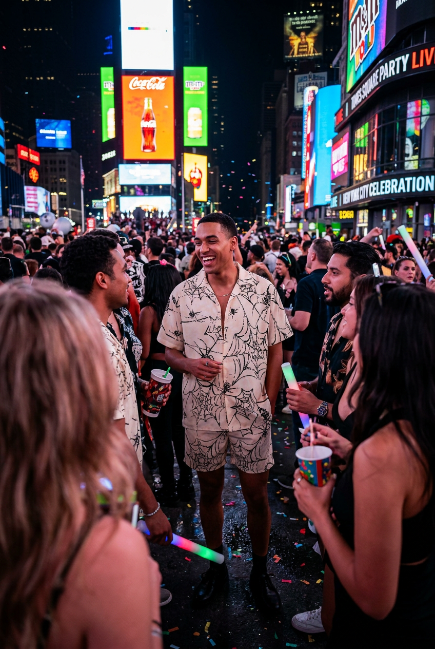 Spider Web Print Shirt & Shorts Set
