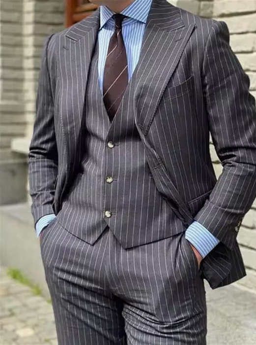 Classic Pinstripe Three-Piece Suit