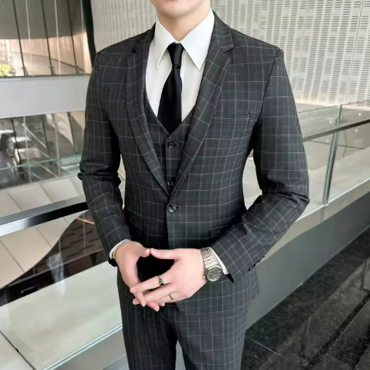 Men's Plaid Three-Piece Suit