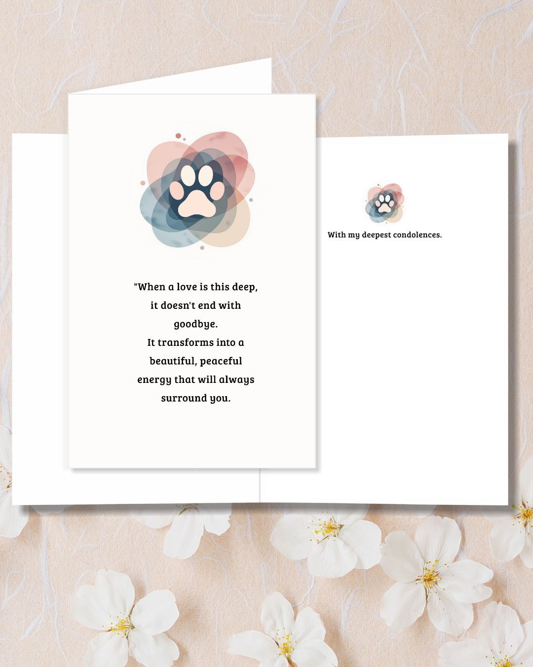 Printable Pet Sympathy Card Set, Dog Loss Sympathy Card Love Paw of Digital File