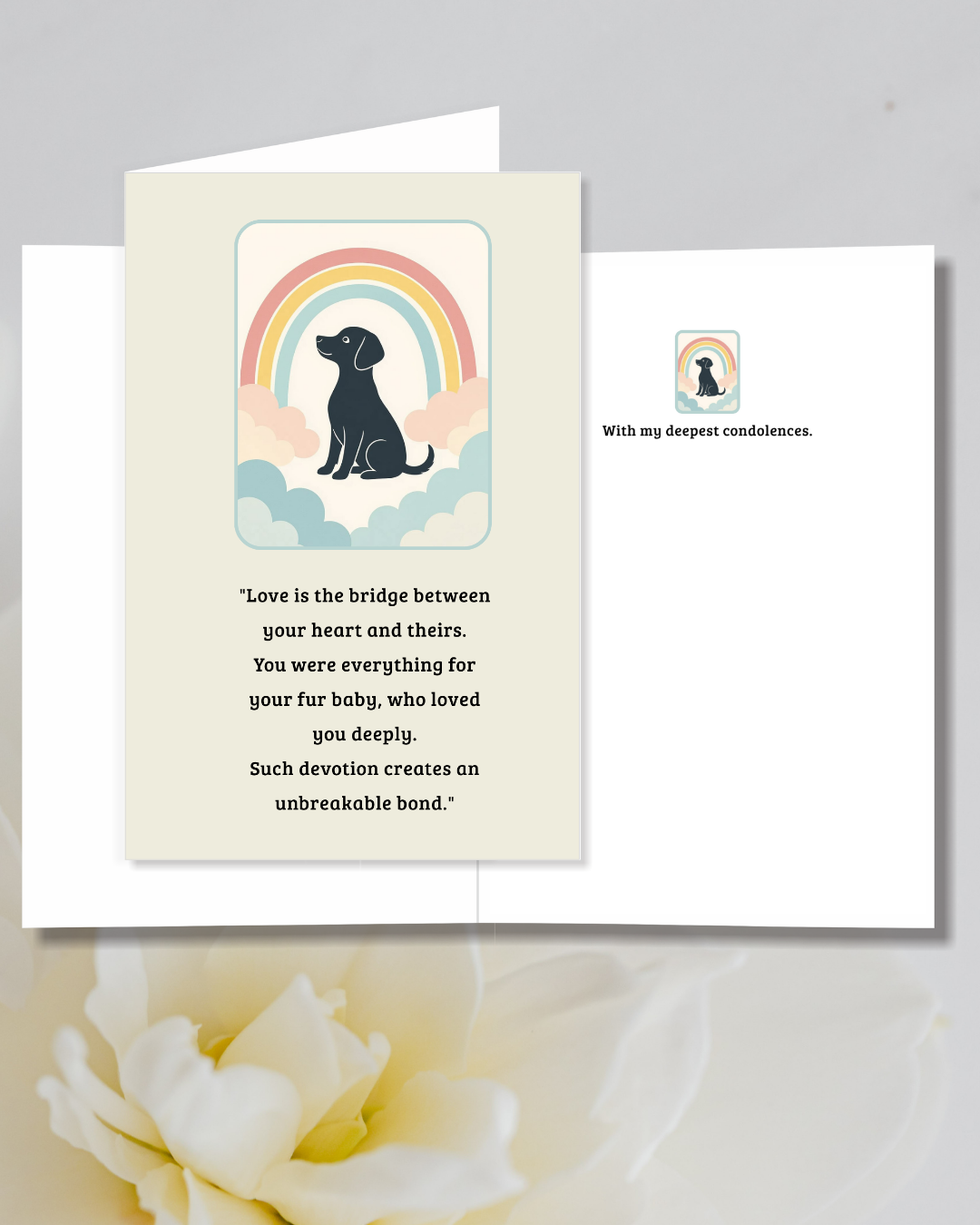 Printable Pet Sympathy Card Set, Dog Loss Sympathy Card Rainbow Bridge of Digital File