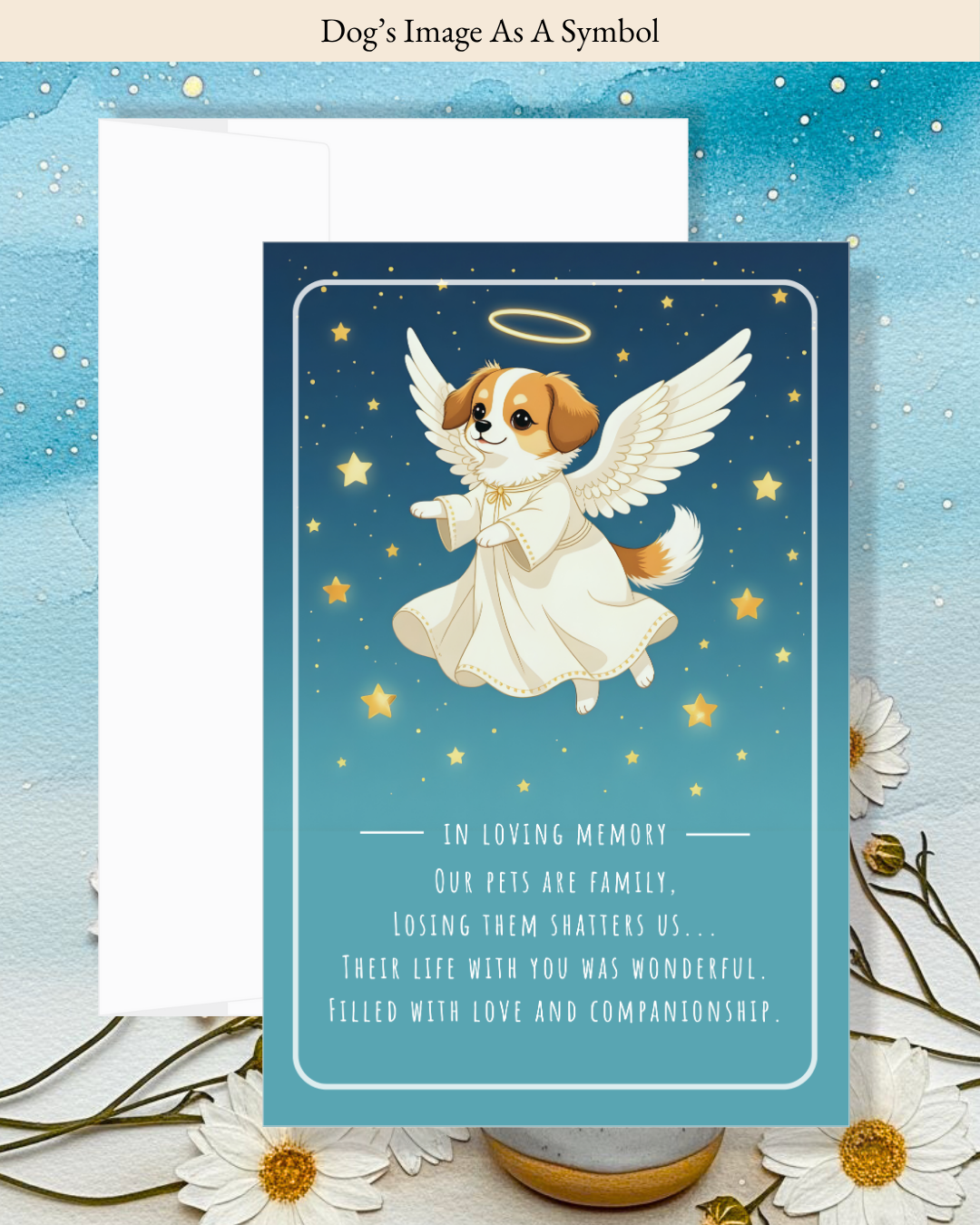 Printable Heavenly Pet Sympathy Card Set, Angel Dog Pet Loss of Digital File Card