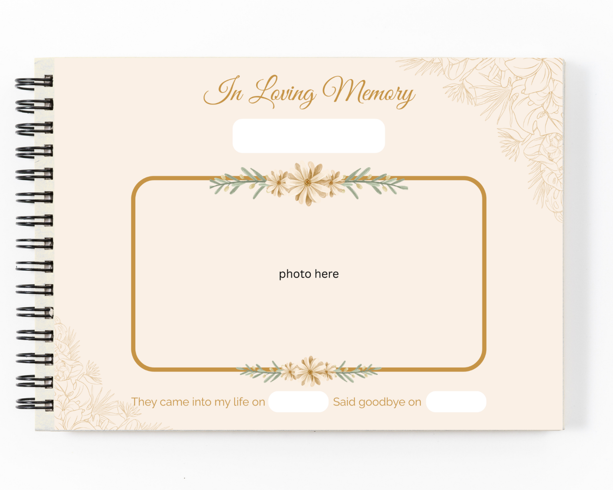 Bundle Printable Dog Memory Book & Dog Sympathy Card - Flower Frame