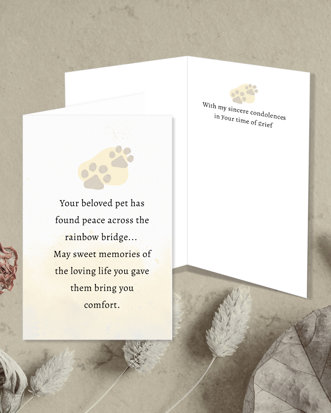 Printable Pet Sympathy Card Bundle, Soft Watercolor Dog Loss Card Digital Download 