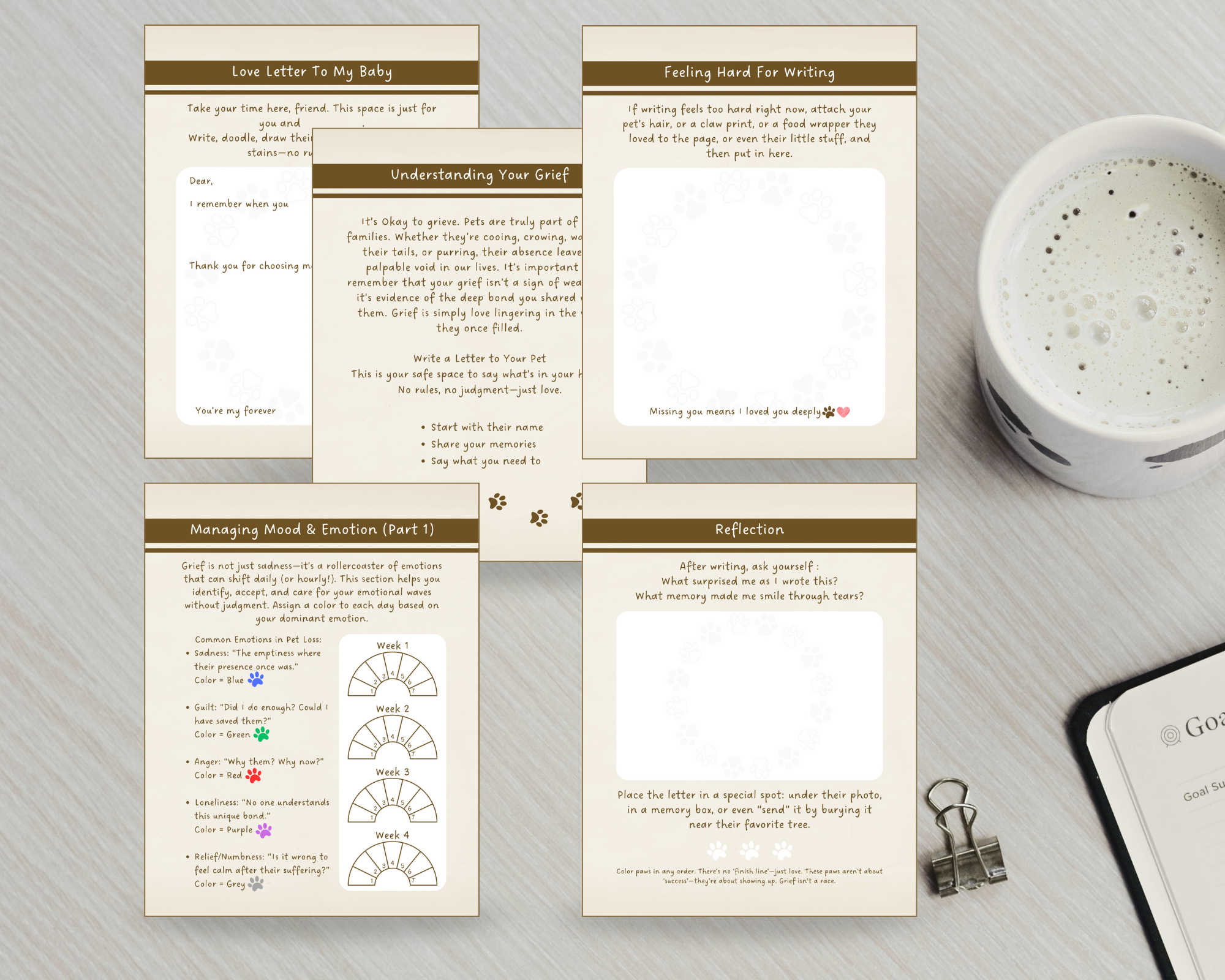 Pet Loss Healing Heart Workbook, Grief Reflection Journal Printable
