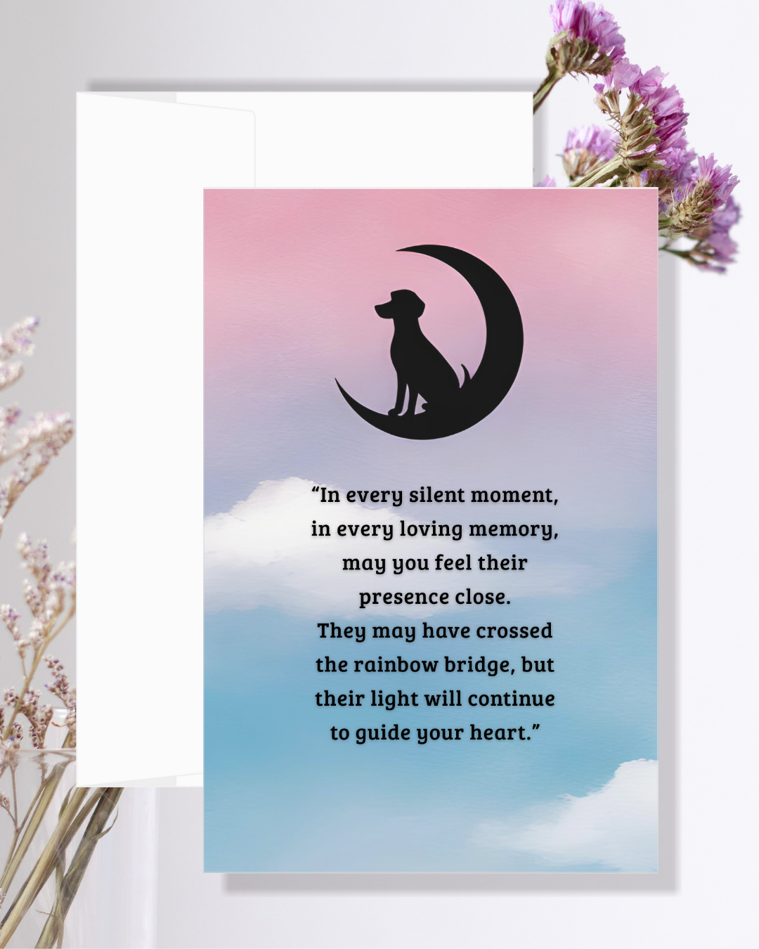 Printable Pet Sympathy Card Set, Dog Loss Sympathy Card Moon Dog of Digital File