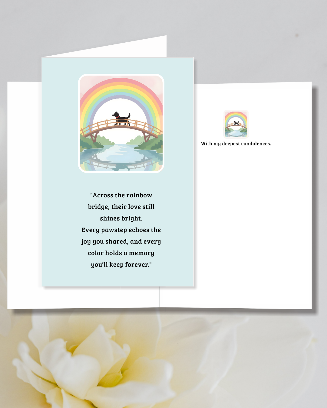 Printable Pet Sympathy Card Set, Dog Loss Sympathy Card Rainbow Bridge of Digital File