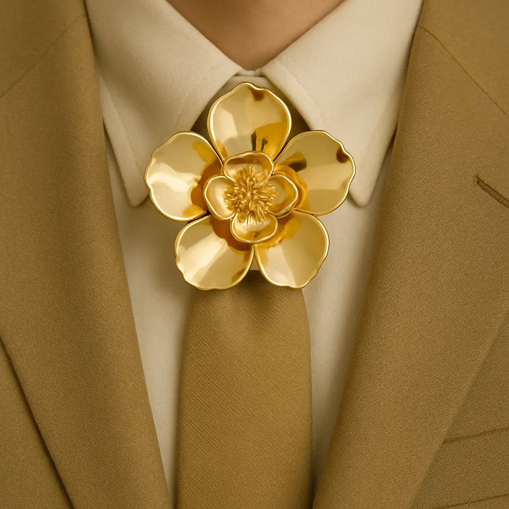 Gold Flower Brooch