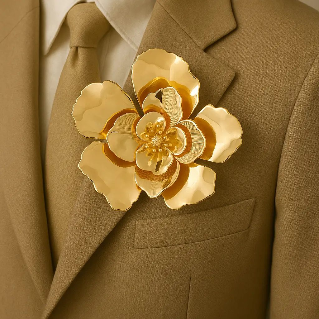 Gold Flower Brooch