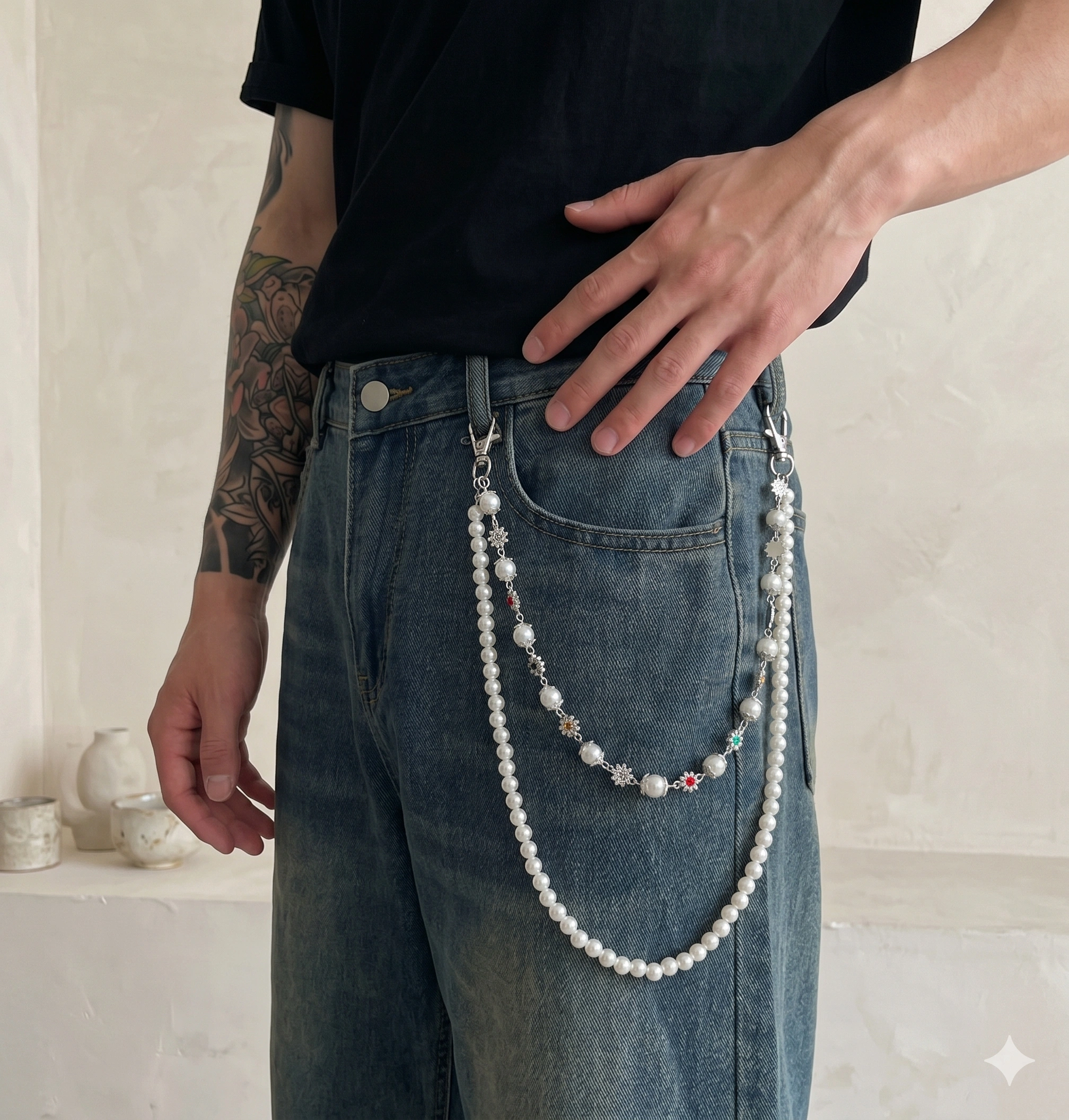 Pearl Bead Jeans Chain