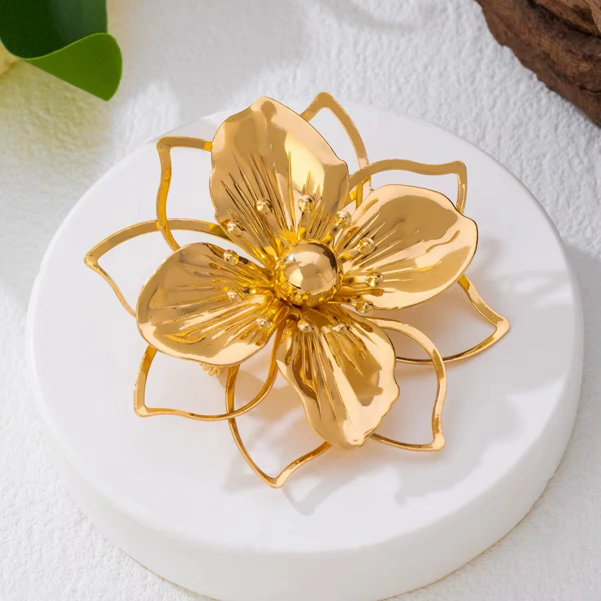 Gold Flower Brooch