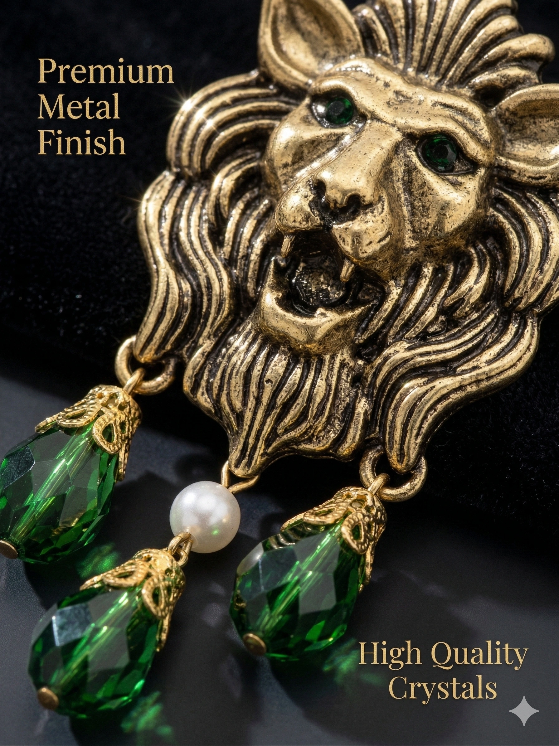 Antique Metal & Crystal Brooch