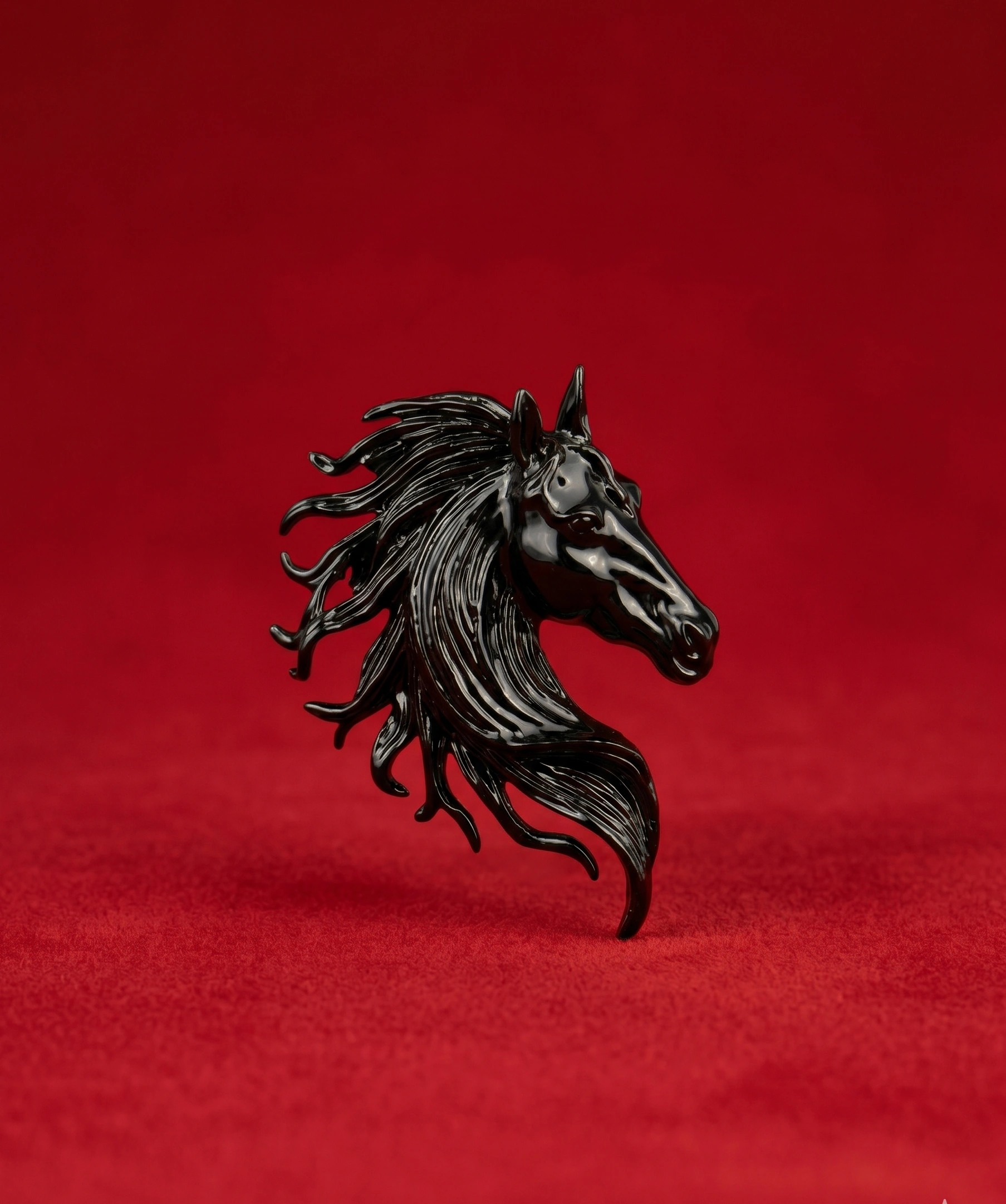Elegant Black Horse Brooch
