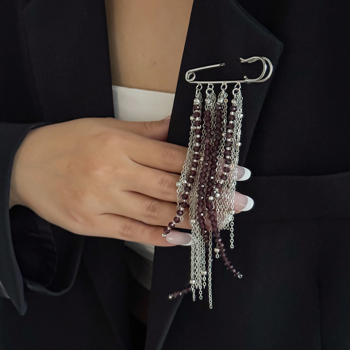 Beaded Chain Brooch Pin