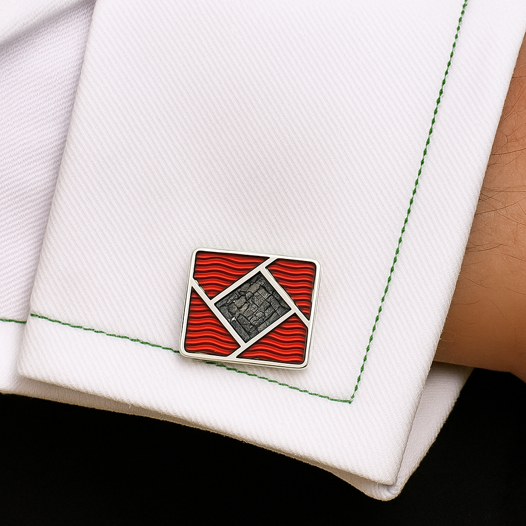 Geometric Red and Gold Button cover