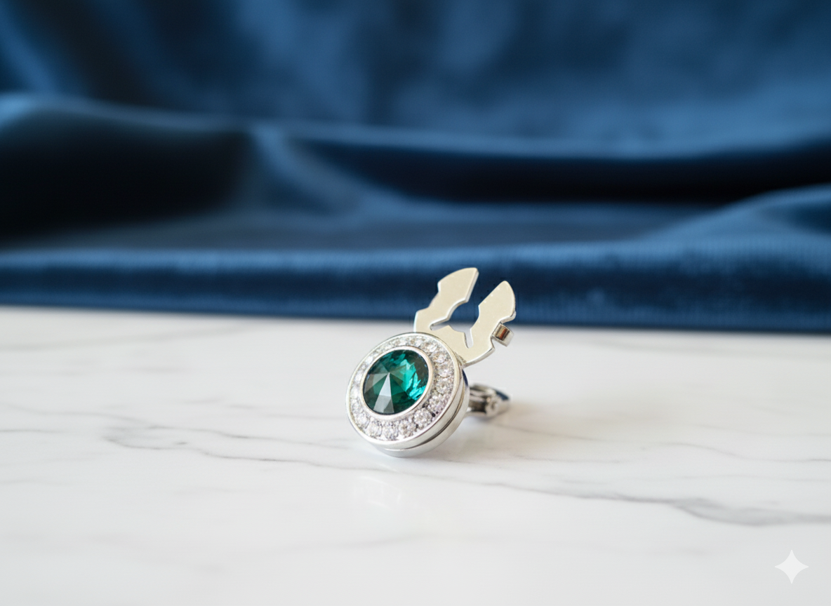 Emerald Green Gemstone Shirt Button cover