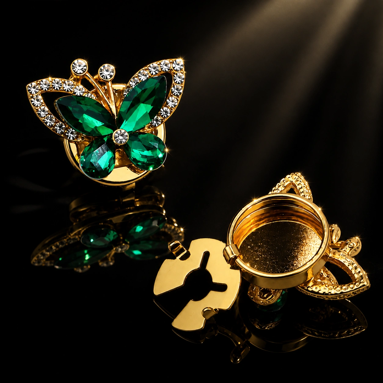 Emerald Butterfly button covers