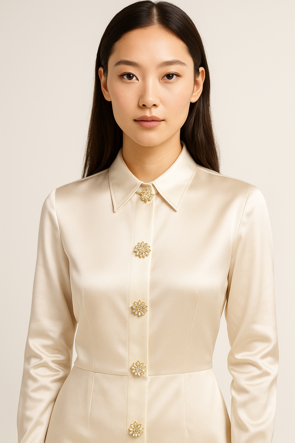 Crystal Flower Gold button cover