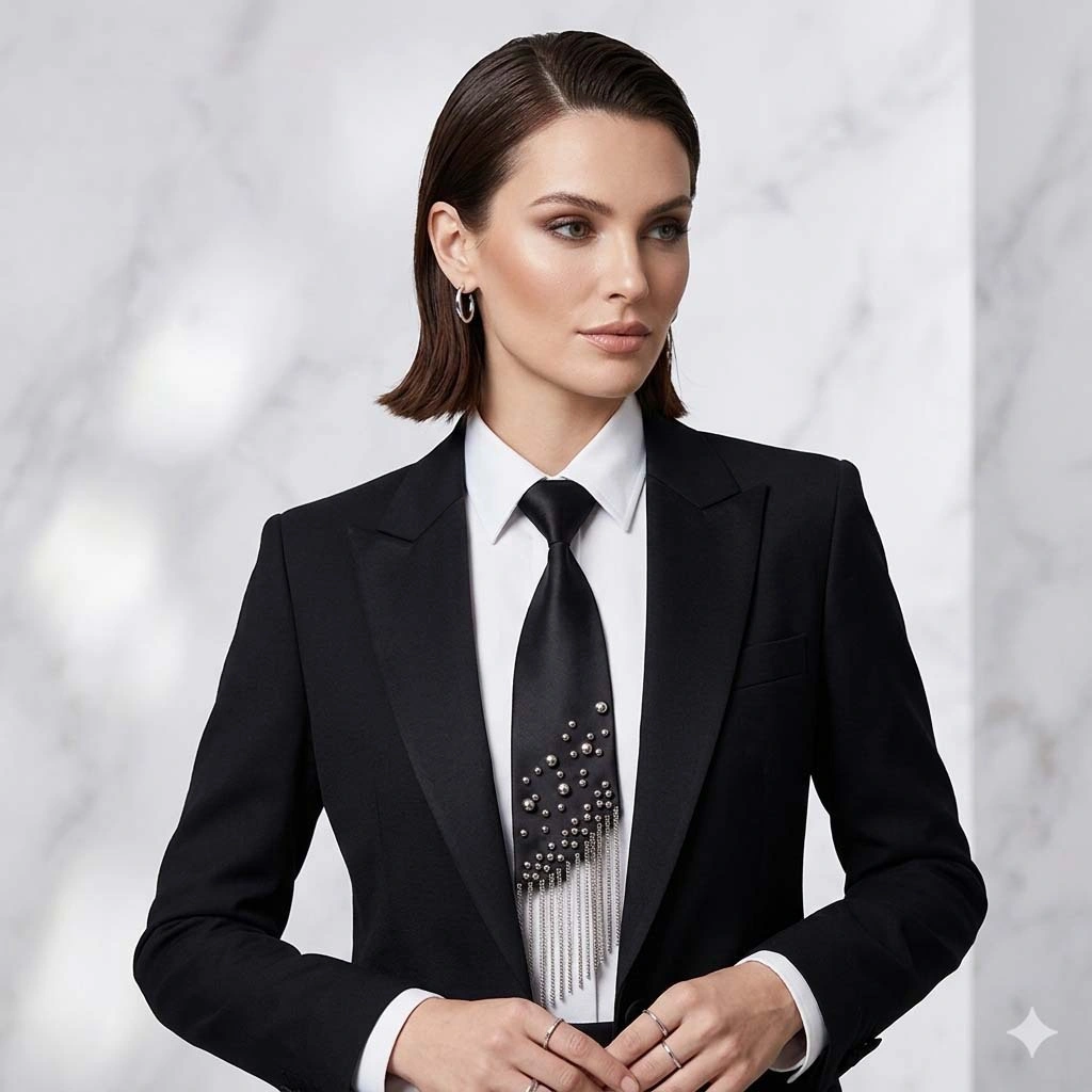 Stylish Black Embellished Tie