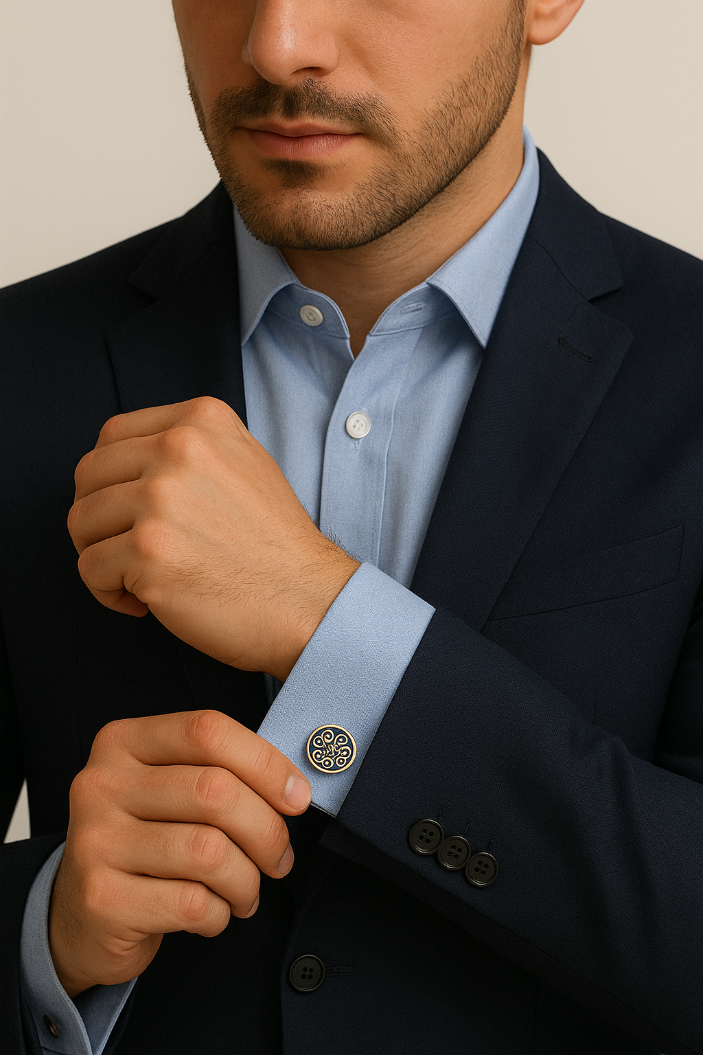 Elegant Celtic button cover blue gold