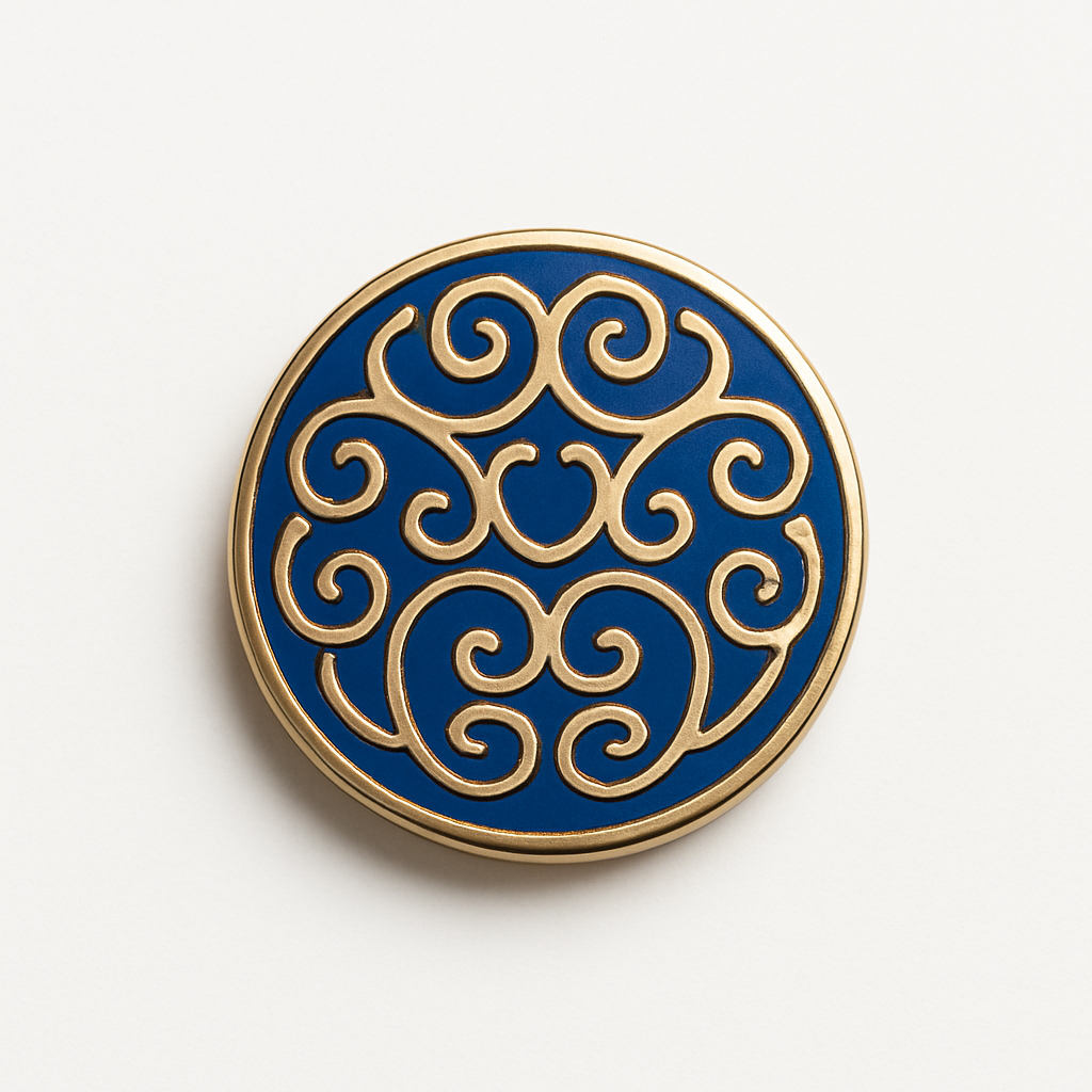 Elegant Celtic button cover blue gold