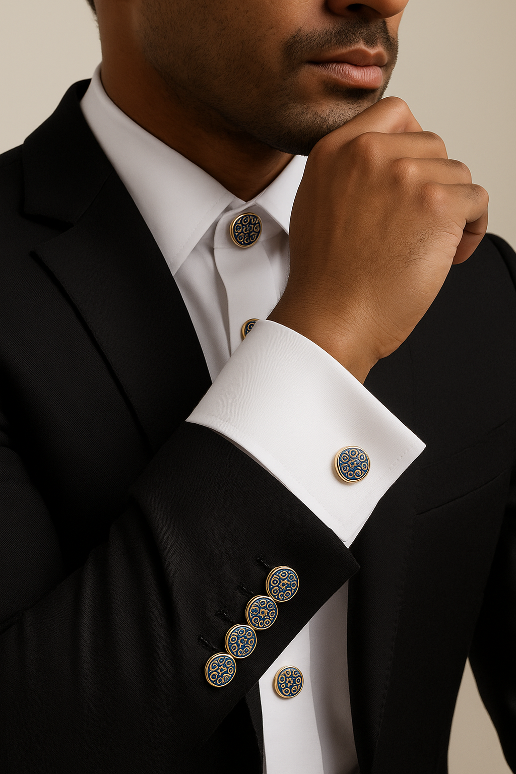 Elegant Celtic button cover blue gold