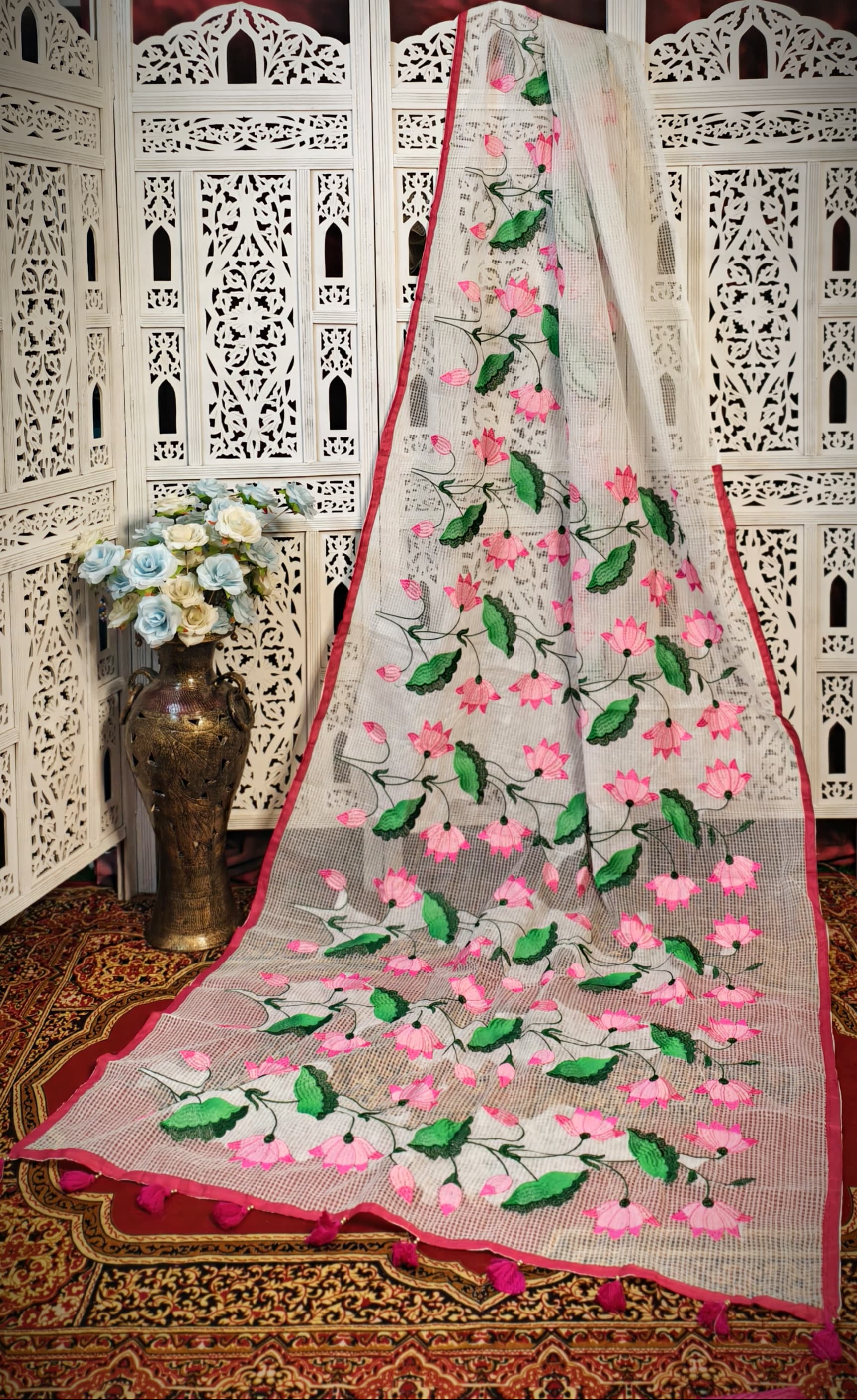 Resham Kota lotus embroidery work