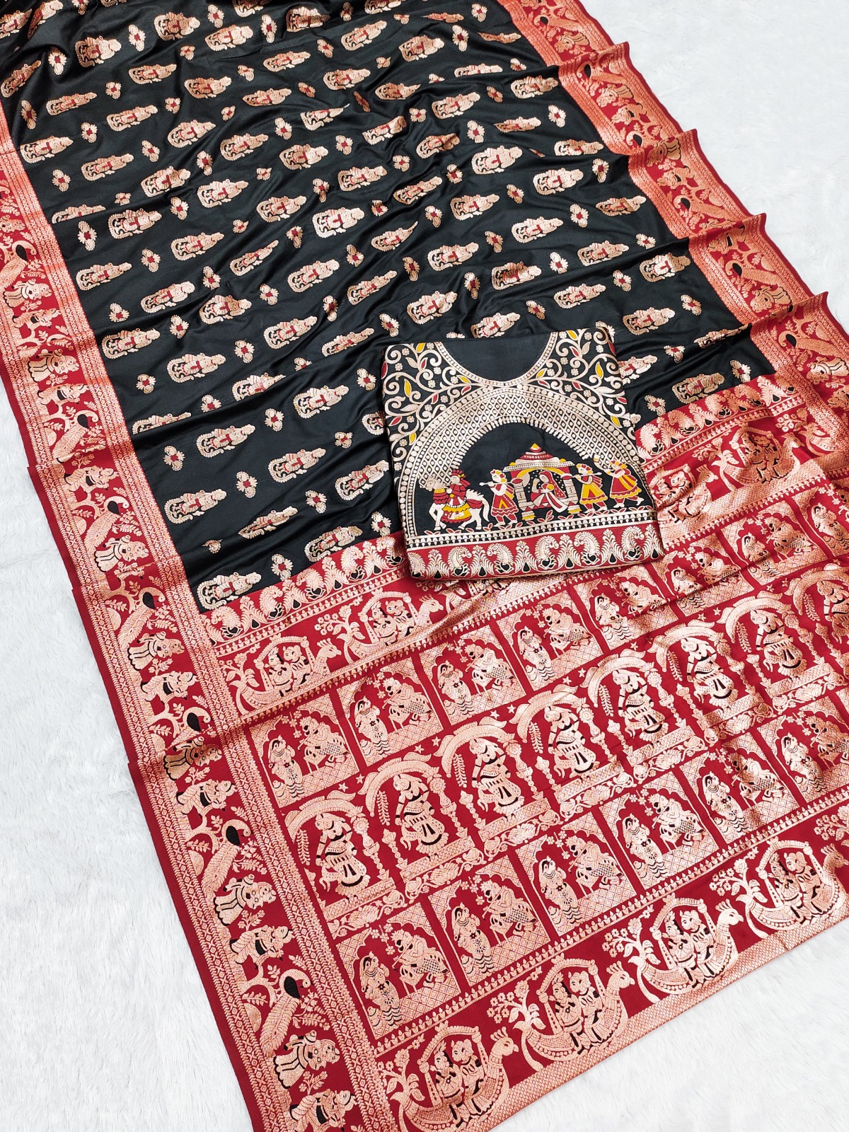 Pure Triple Tone Bishnupuri Swarnachuri Silk saree