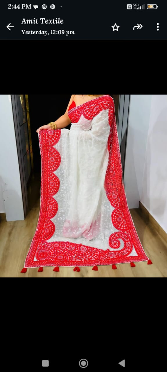 LUCKNOW CHIKANKARI WORK GEORGETTE SAREE