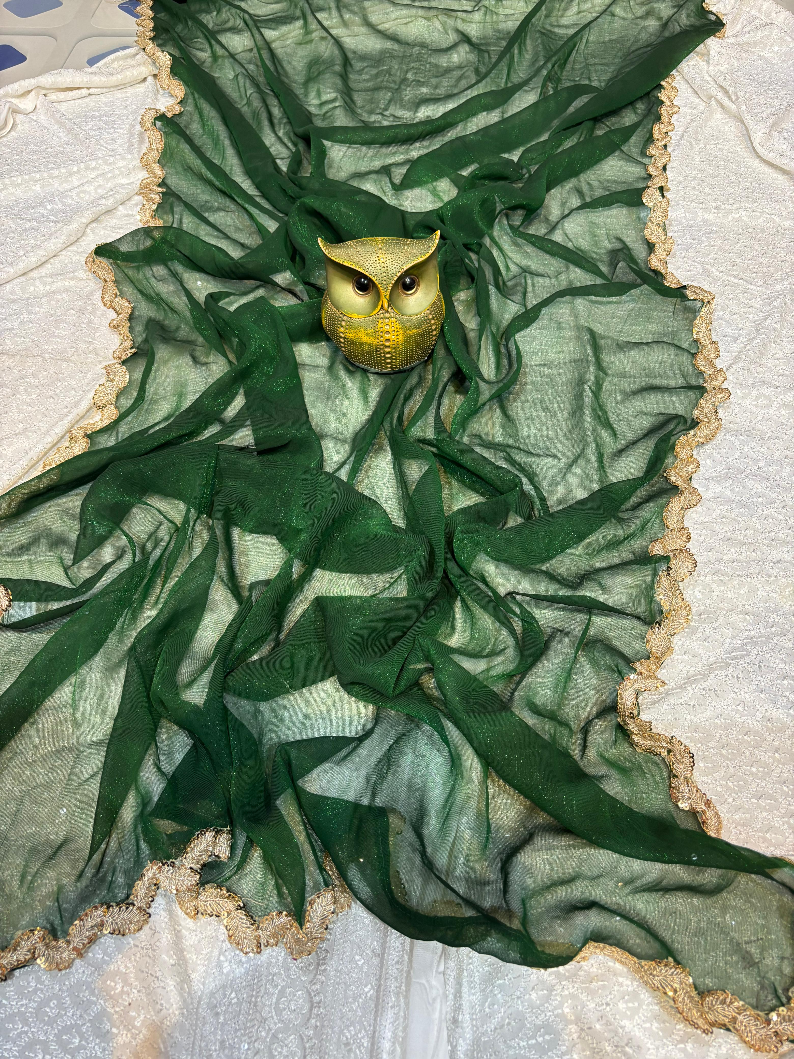 Bollywood Bridal Party Wear Fendi Jimichu Saree 