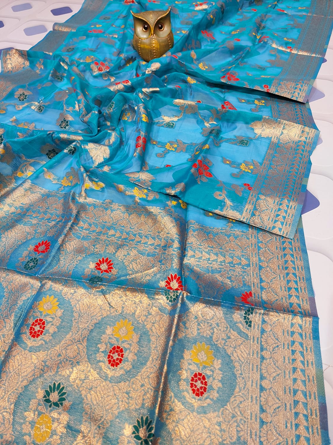 Lite weight party wear transparent pure minakari orghanga Silk