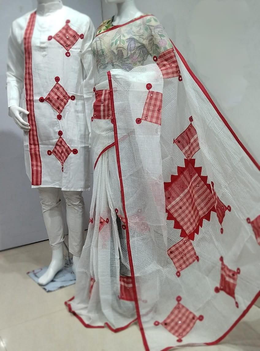 NeResomw couple set   Kota saree and cottun punjabi applique work