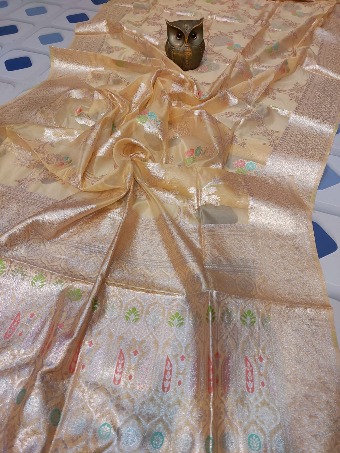 Lite weight party wear transparent pure minakari orghanga Silk