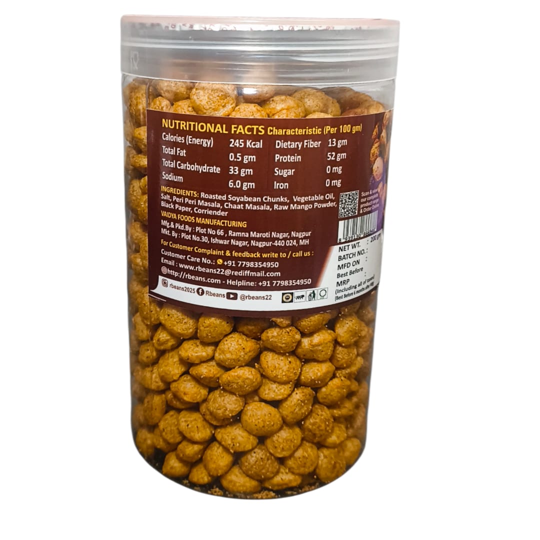 RBEANS Soyabean Roasted Chunks – High Protein Crunchy Snack , Healthy Plant-Protein Bite -200 GM 