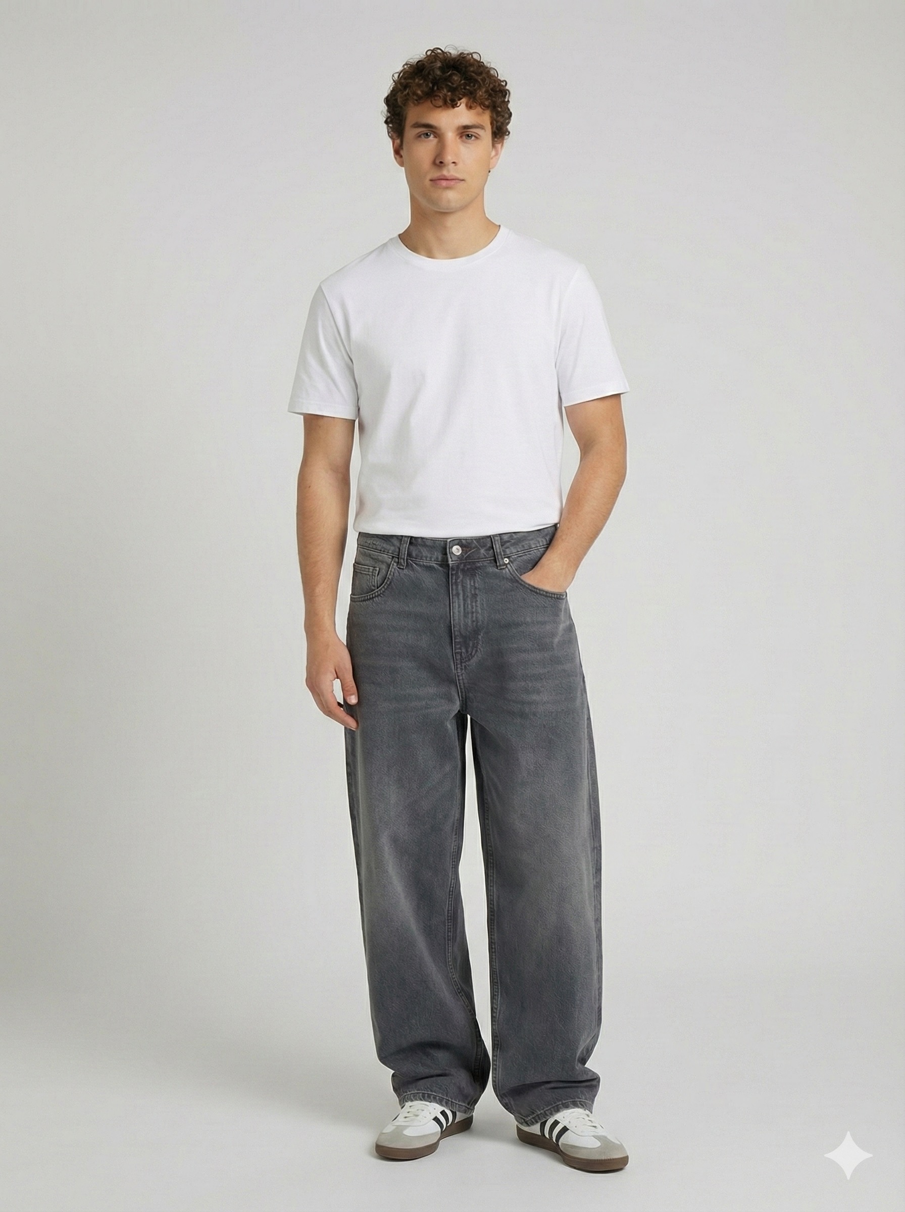 MEN BAGGY FIT JEANS Black | LIGHT GREY