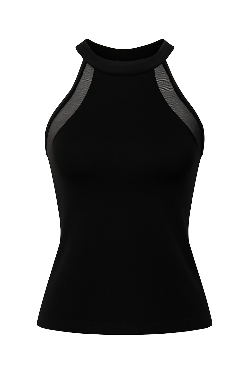BLACK HALTER NECK TOP