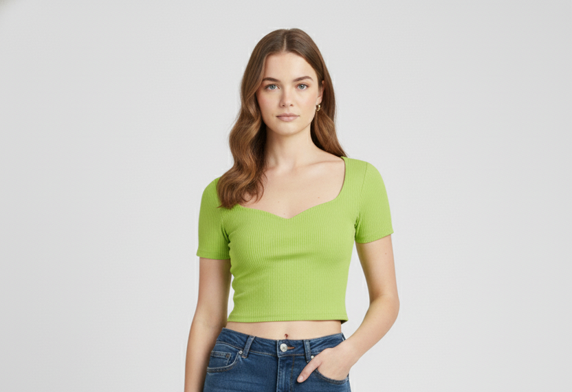 RIBBED CROP TOP GREEN