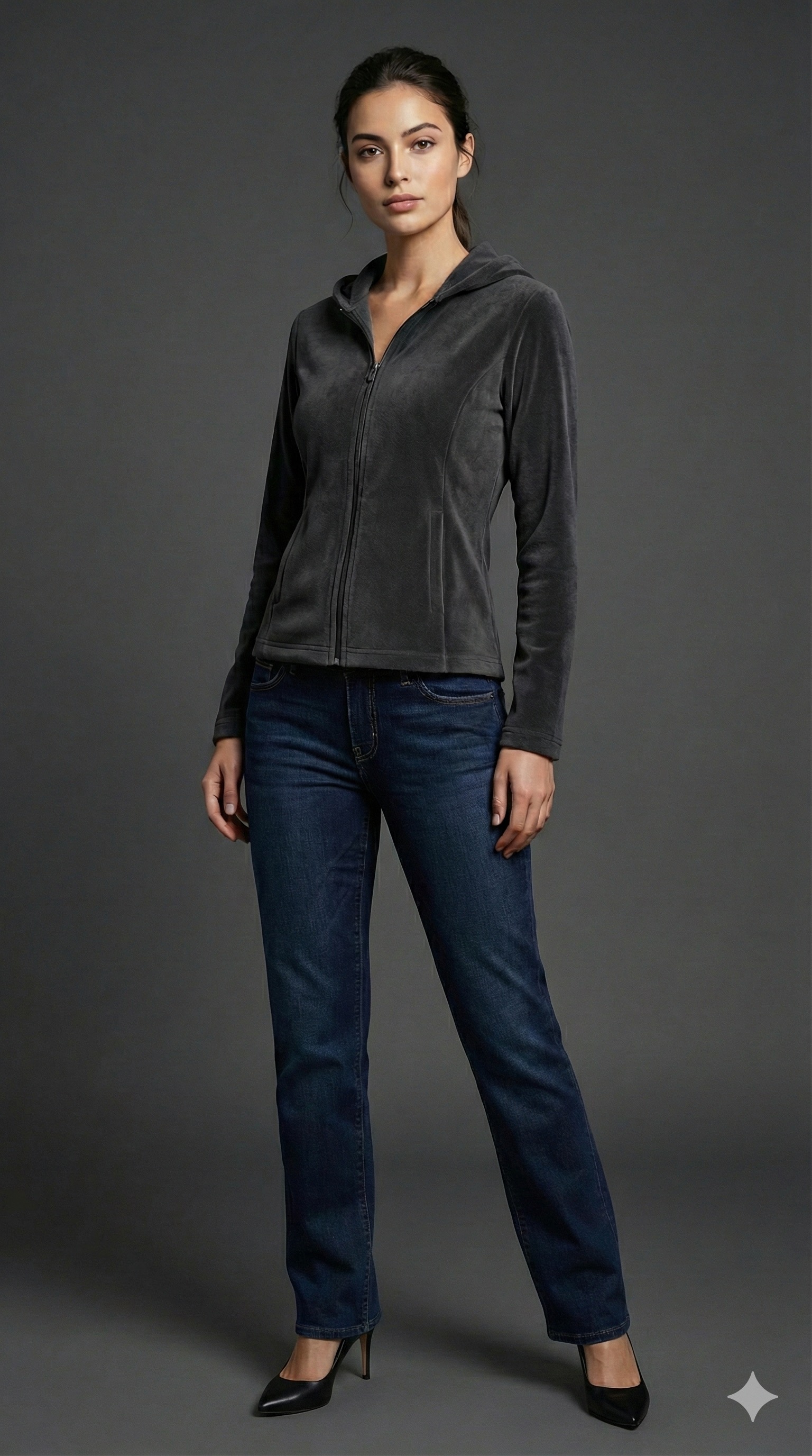 WOMEN VELVET ZIP HOODIE