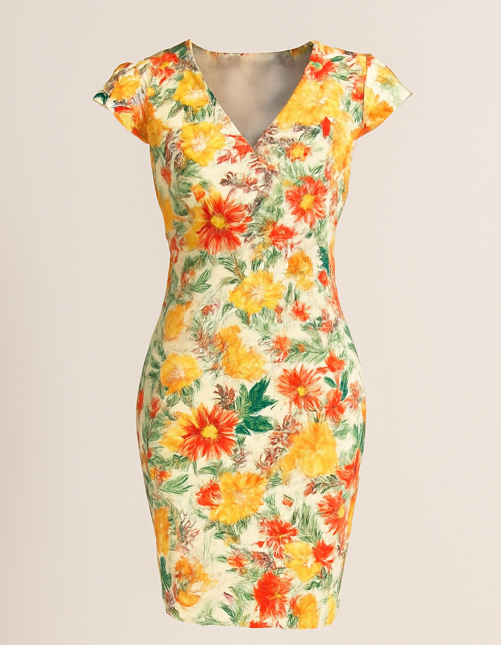 FLORAL PRINTED BODY-CON DRESS