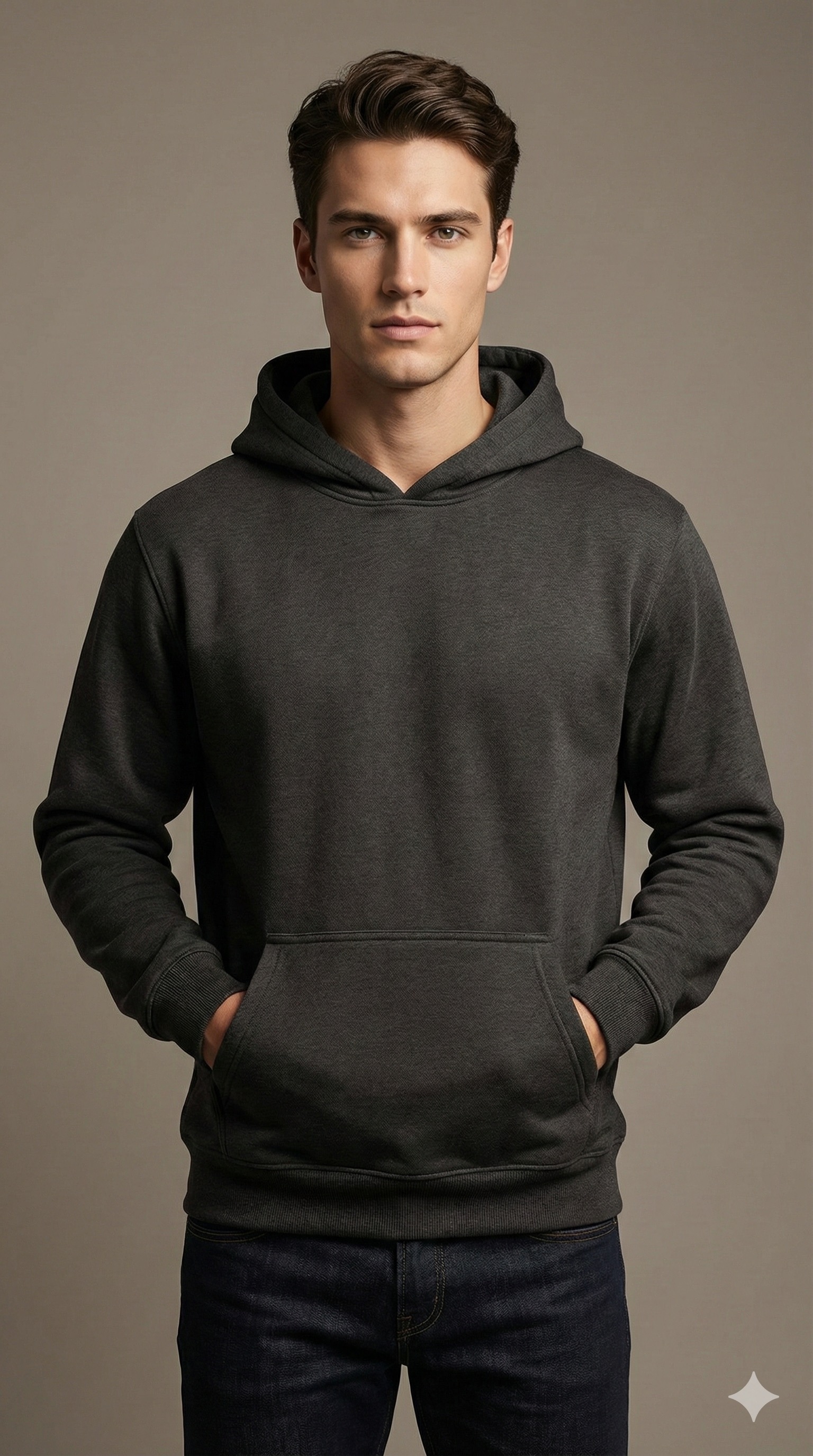 MEN COTTON FLEECE HOODIE BLACK