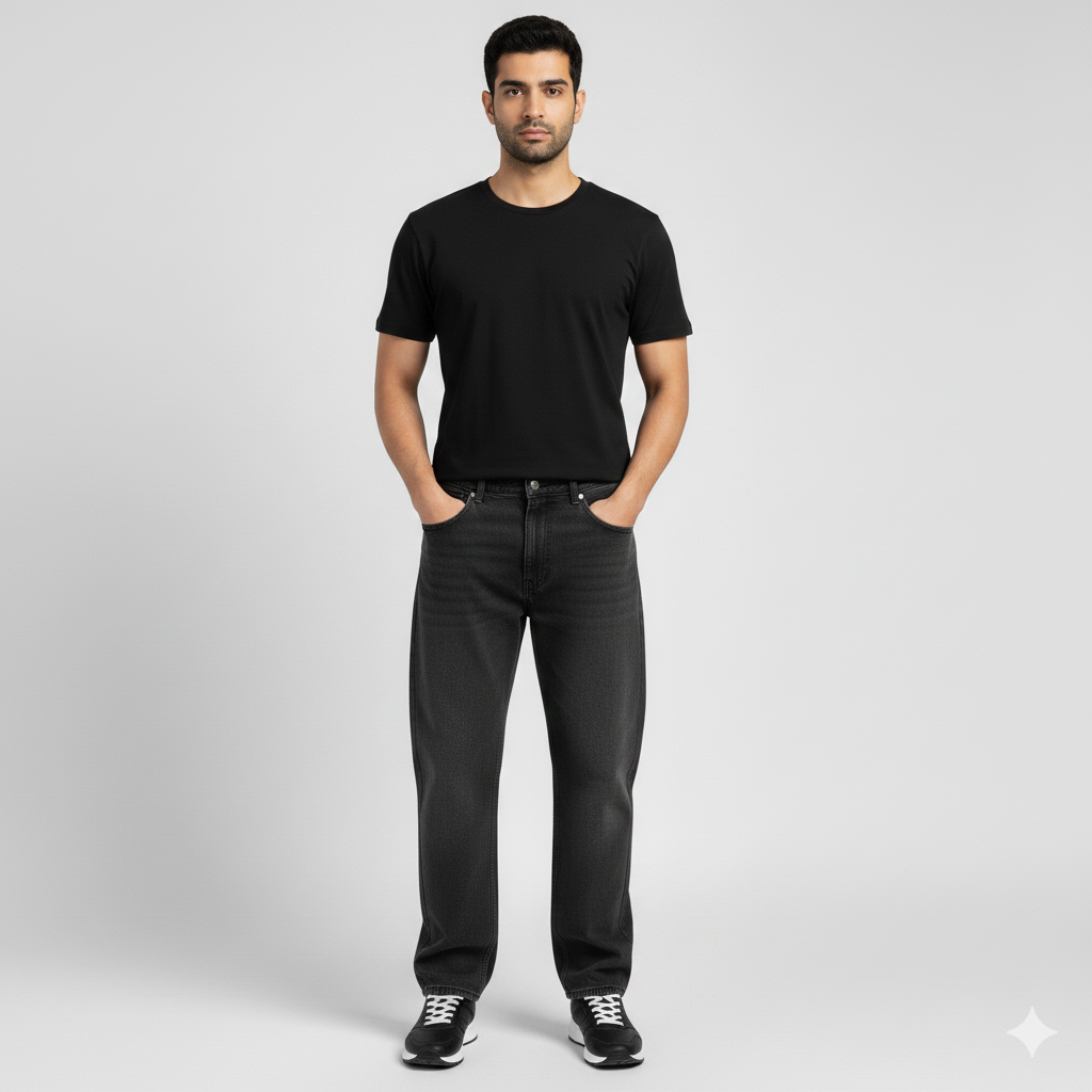 MEN BAGGY FIT JEANS Black | Black Shaded