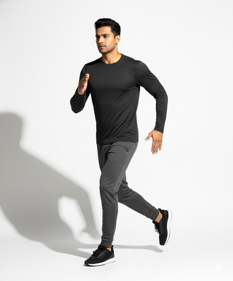 FULL SLEEVE T-SHIRT | MELANGE BLACK