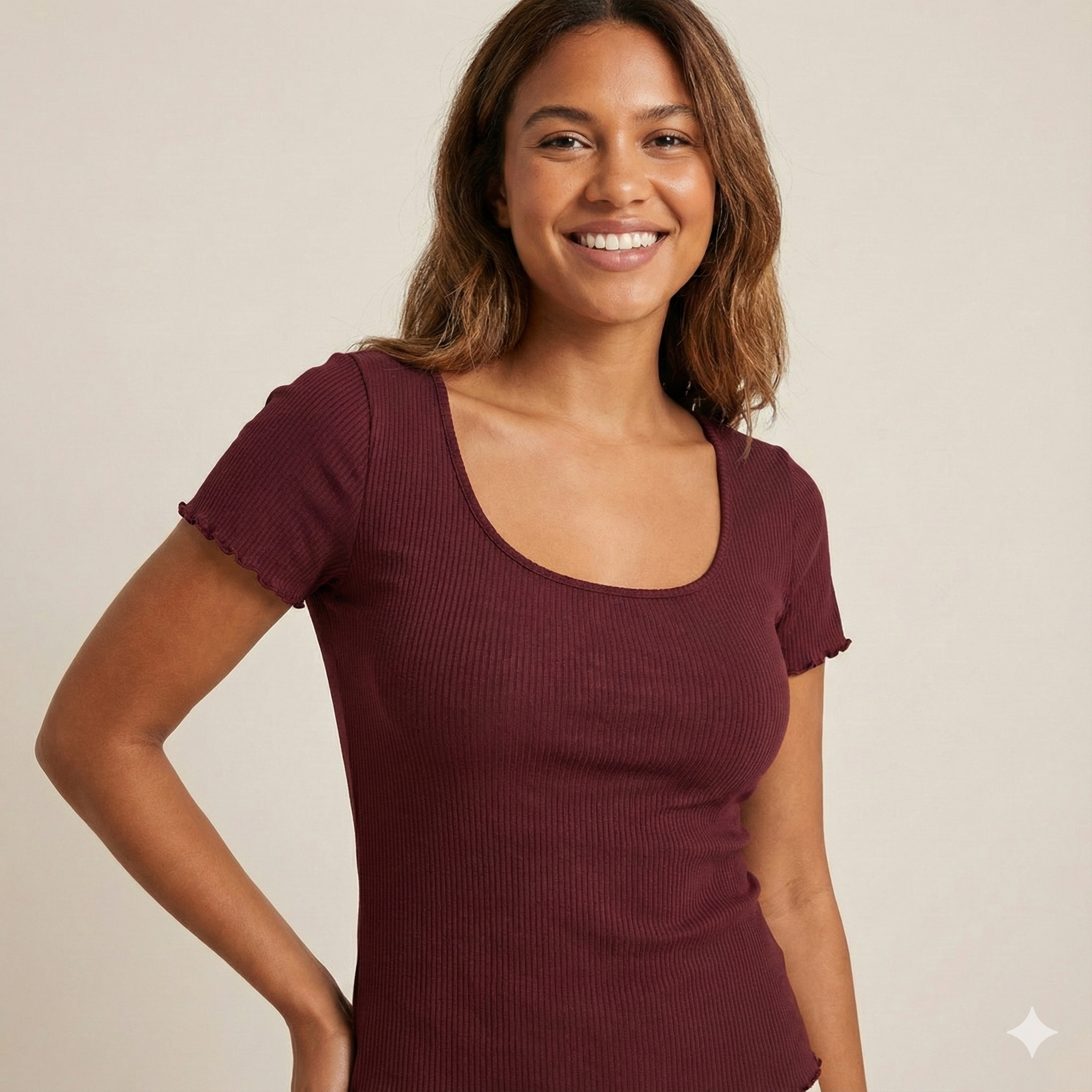 MAROON RIBBED TOP
