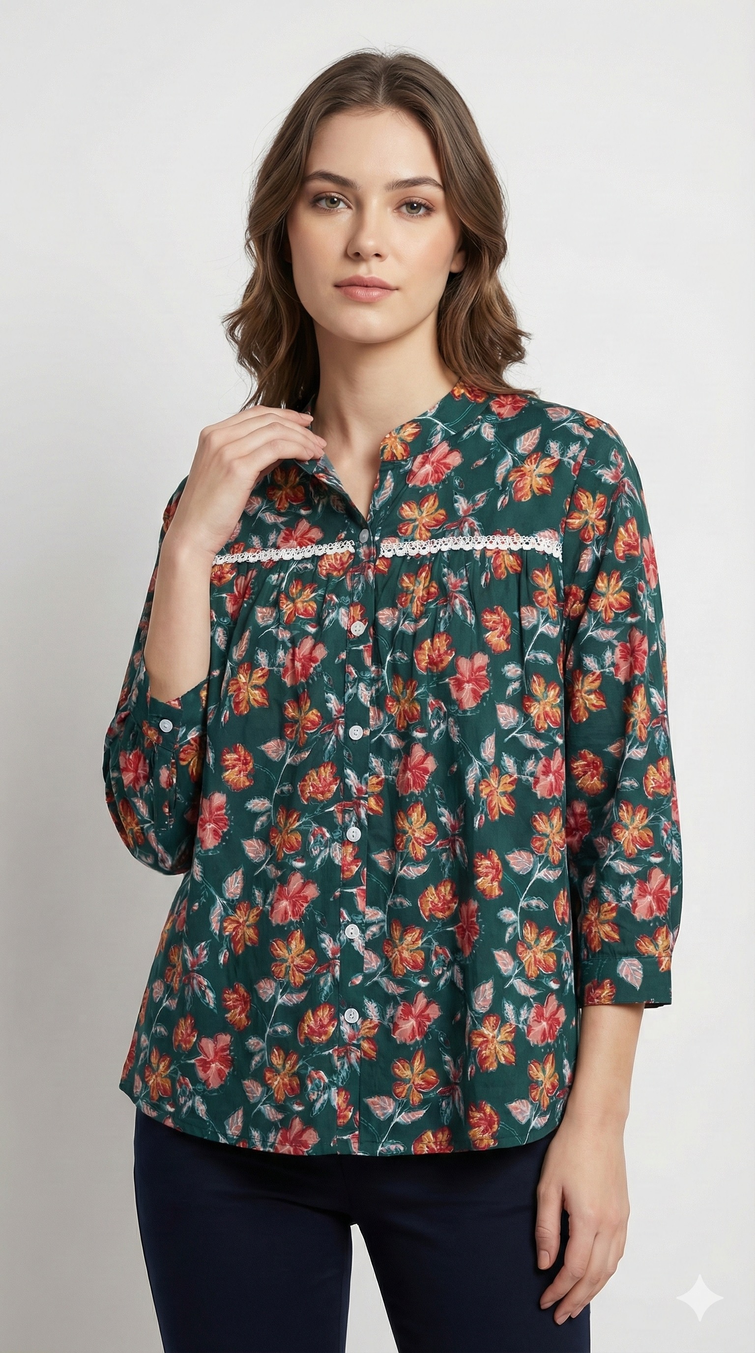 WOMEN FLORAL PRINT TUNIC TOP